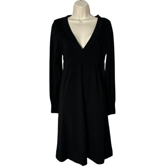 J.Crew Vintage Wool Long Sleeve A Line Empire Waist Midi Dress in Black Size 4 - Picture 1 of 9
